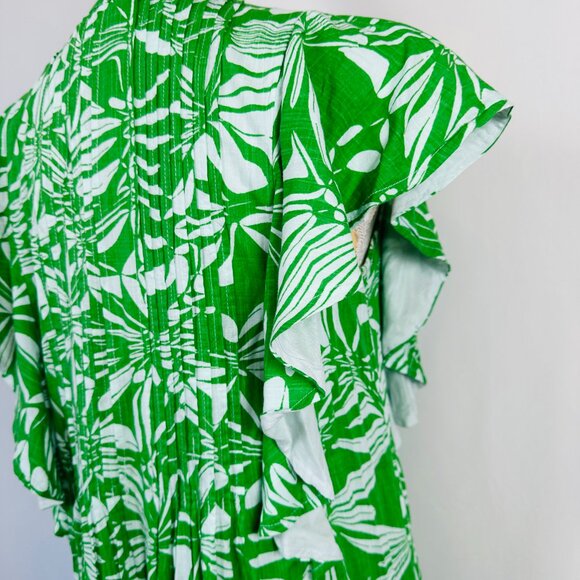 Anthropologie Maeve Dress Women's XS The Cassandra Butterfly Maxi Green Pleated - Picture 8 of 14